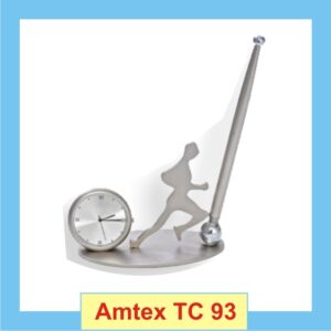 Silver Themed Penholder with integrated Clock