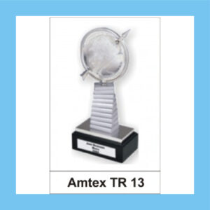 Silver metal trophy With black base